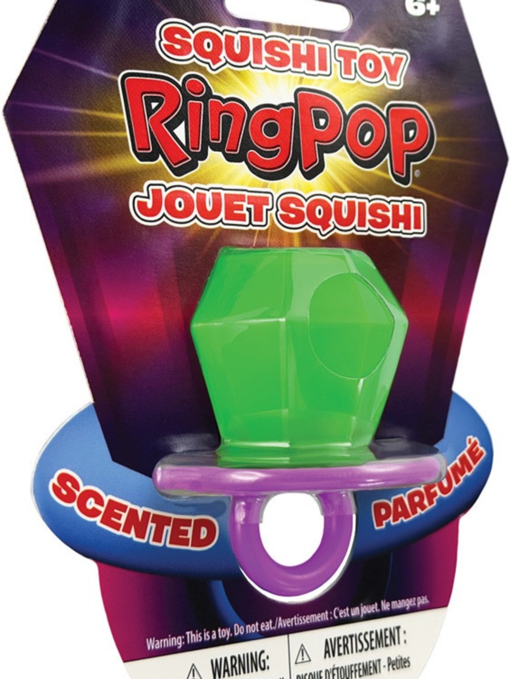 RING POP! Squishi Toy Scented Green Gem with Purple Band.